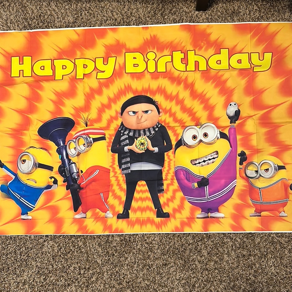 Minions birthday banner 4’ x 2.6’